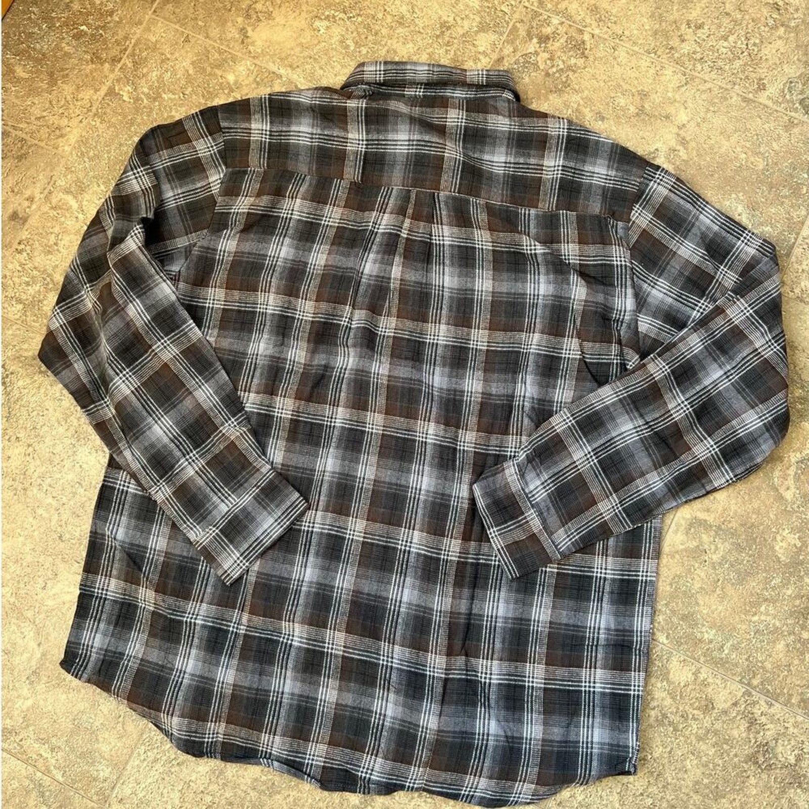 Stone Creek Western Long Sleeve Plaid Flannel Gray Snap Down Shirt, Men's Size L — image 5 of 5
